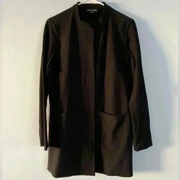 Eileen Fisher Crepe System Stretch Jacket Blazer Small S Petite Black Fall Minim - Picture 1 of 9